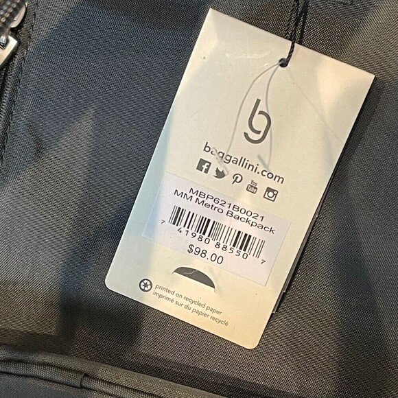 BAGGALLINI Woven Water-Resistant Nylon Metro Backpack for Women Charcoal NWT main image 8